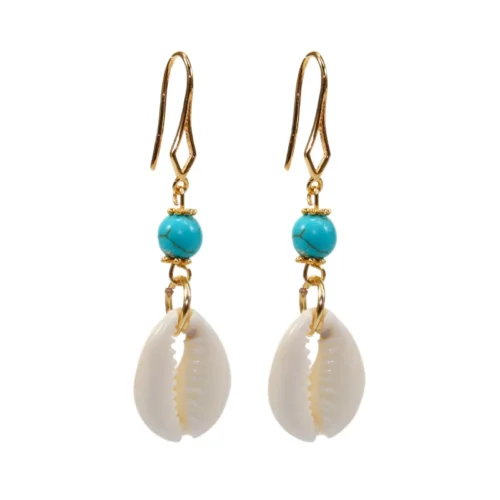 Aretes con concha de mar y piedra Turquesa