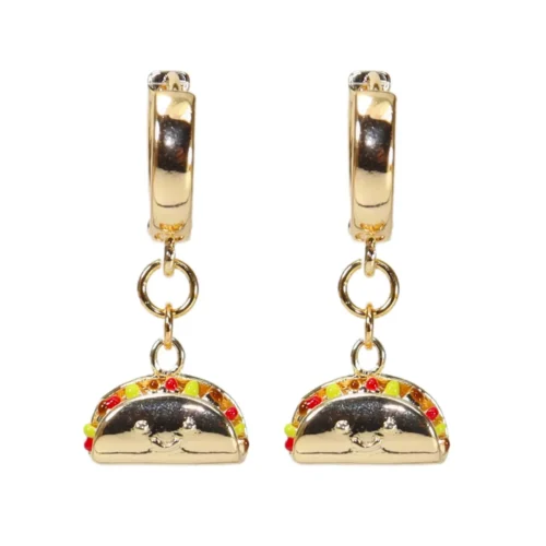 Aretes con dije de taquitos mexicanos