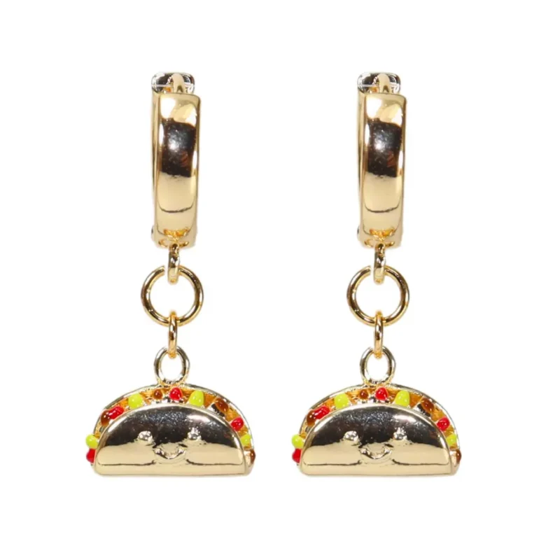 Aretes con dije de taquitos mexicanos