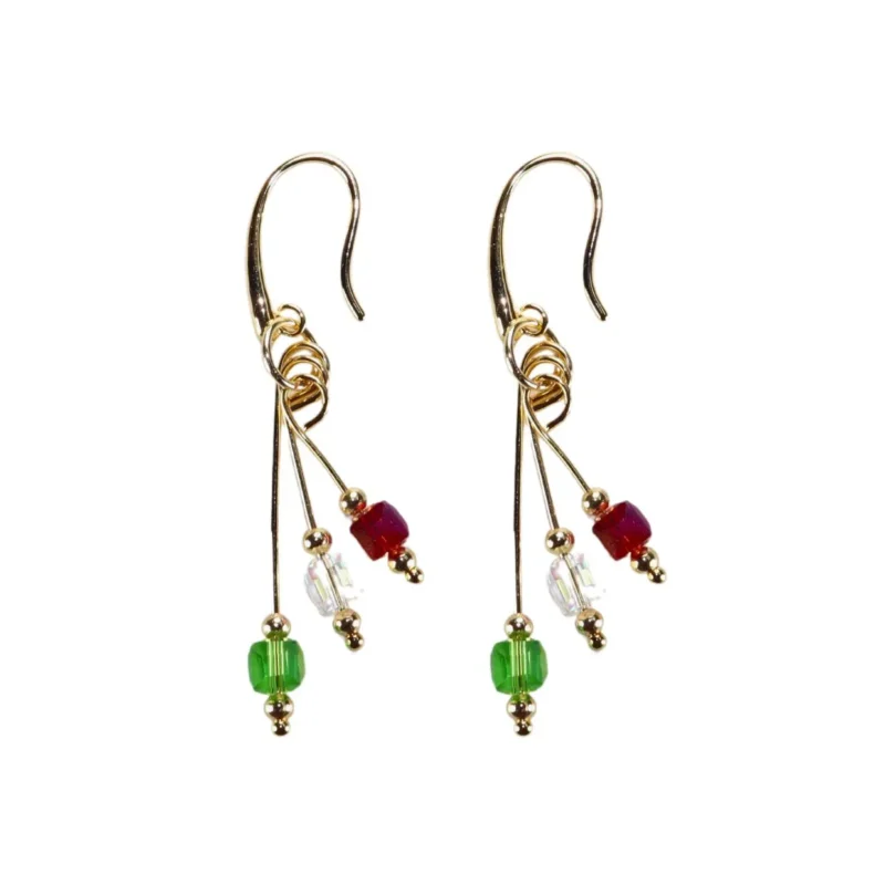 Aretes con cristales tricolor