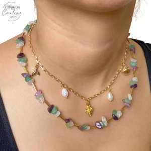 Collar de cadena con dijes de mar