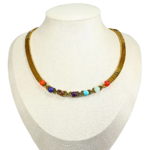 Collar 7 Chakras De Hematita Y Piedras Naturales