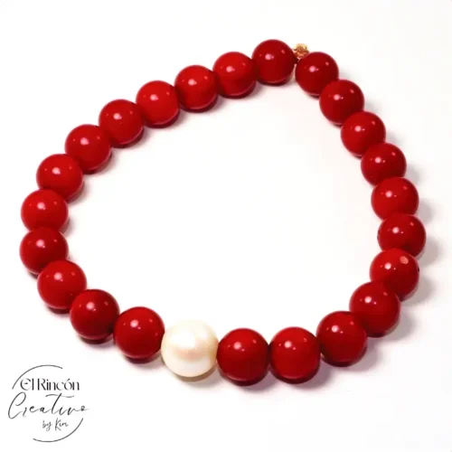 Pulsera de coral con perla mallorca