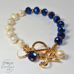 Pulsera de cristales y perlas de rio