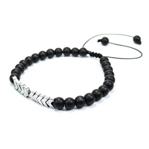 Pulsera de hematitas y piedras negras