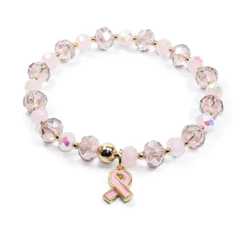Pulsera conmemorativa con cristales rosados 🎀