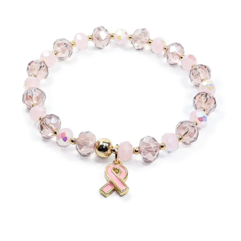 Pulsera conmemorativa con cristales rosados 🎀