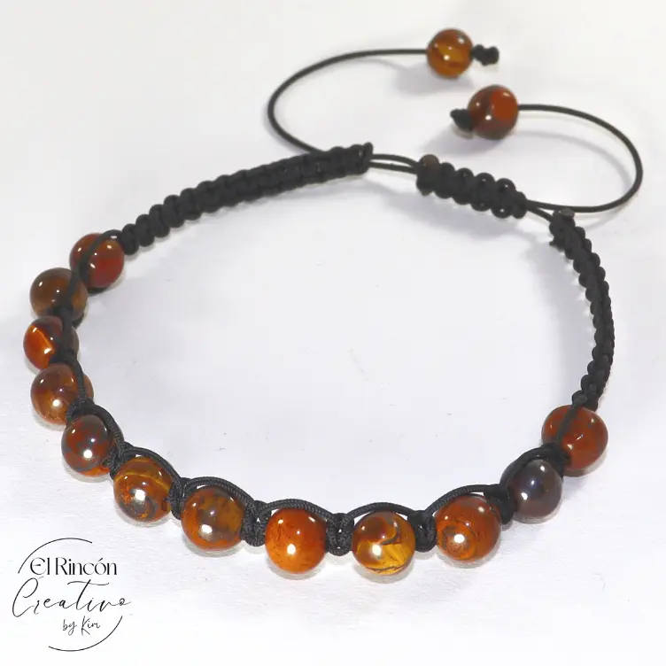 Pulsera tejida de piedras ojo de tigre