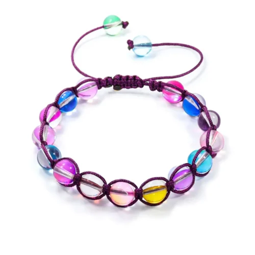 Pulsera tejida con cuarzos electrificados multicolor