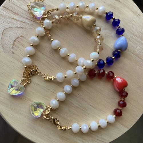 Pulsera corazón de cristal