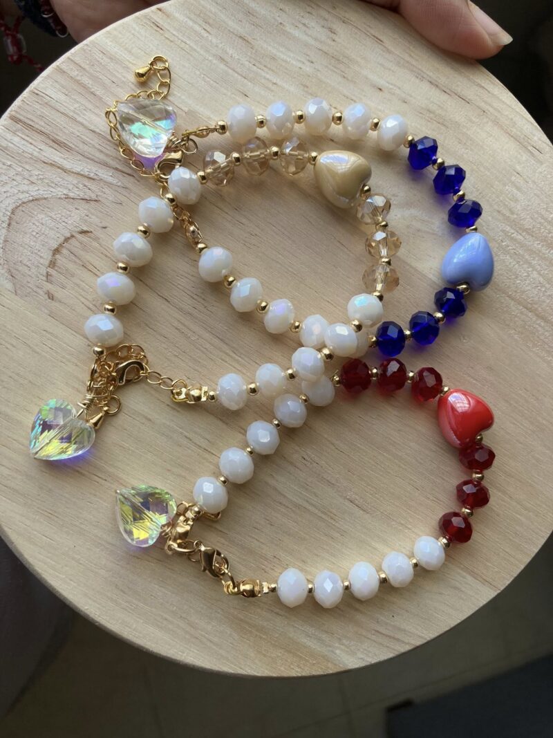 Pulsera corazón de cristal
