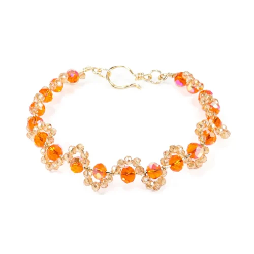 Brazalete de cristales naranja facetados