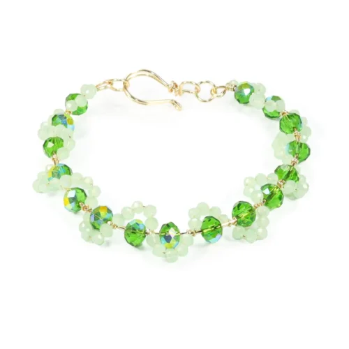 Brazalete de cristales verdes facetados