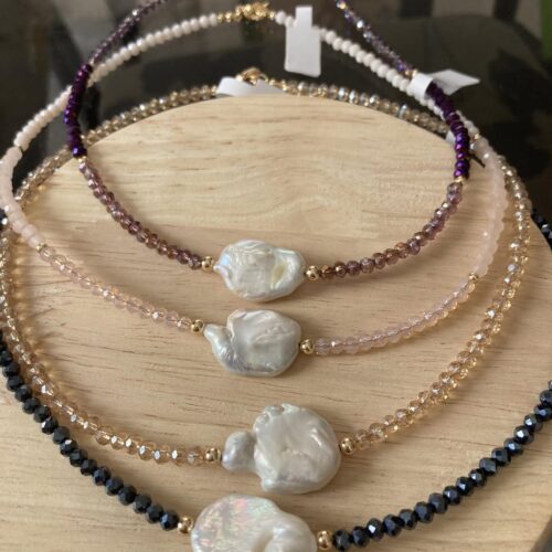 collar choker de perla madre