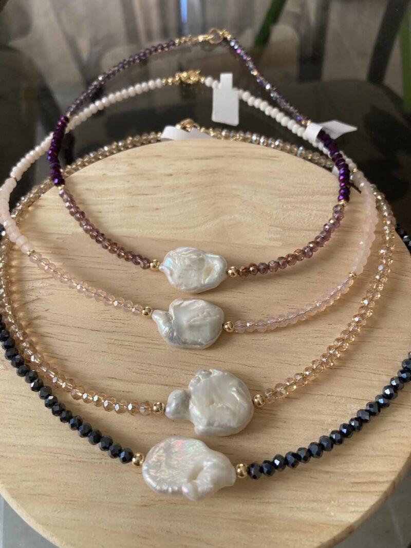 collar choker de perla madre