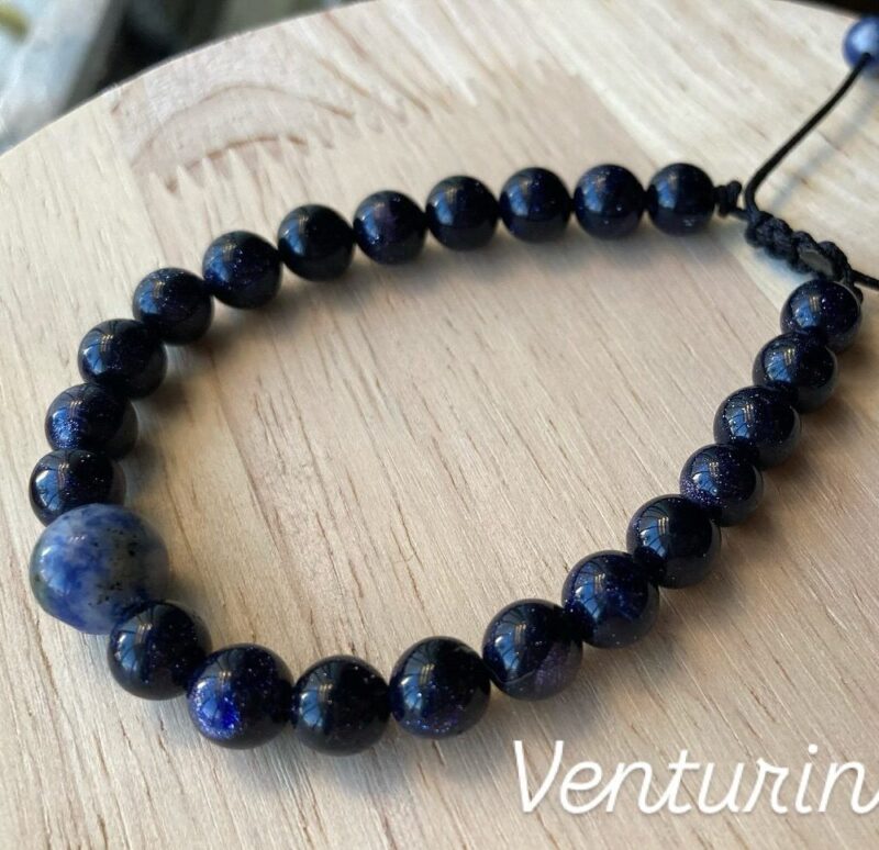 pulsera venturina azul bola